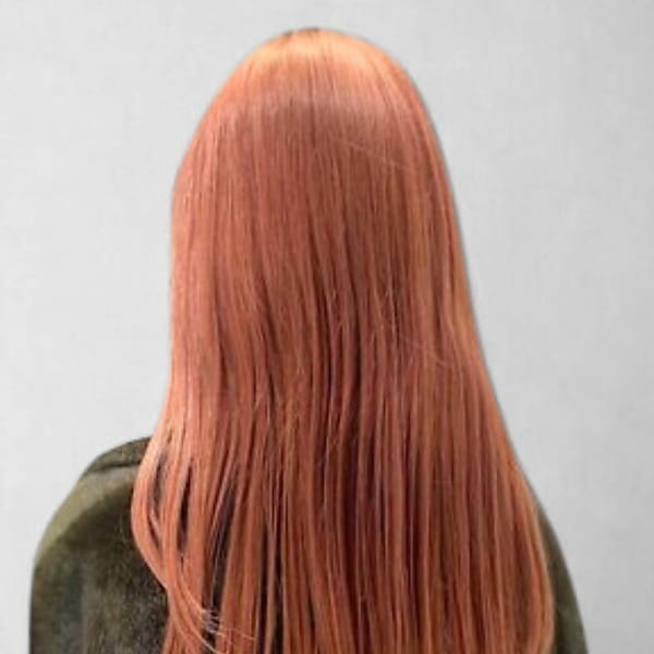 オレンジピンク ブリーチ ハイトーン 髪質改善 ロングヘア