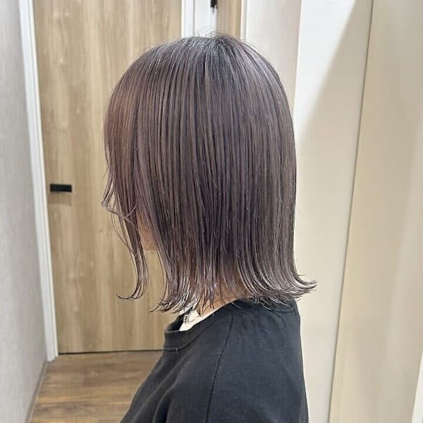 ☆ダブルカラーラベンダーグレージュ　切りっぱなしボブ