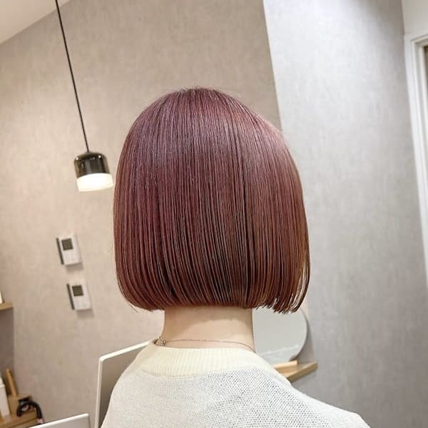☆ブリーチダブルカラーピンク　似合わせ切りっぱなしボブ