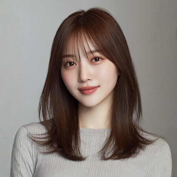 顔周りカット 外ハネミディアム 20代 髪質改善 小顔カット|CAPA central 天神・大名店