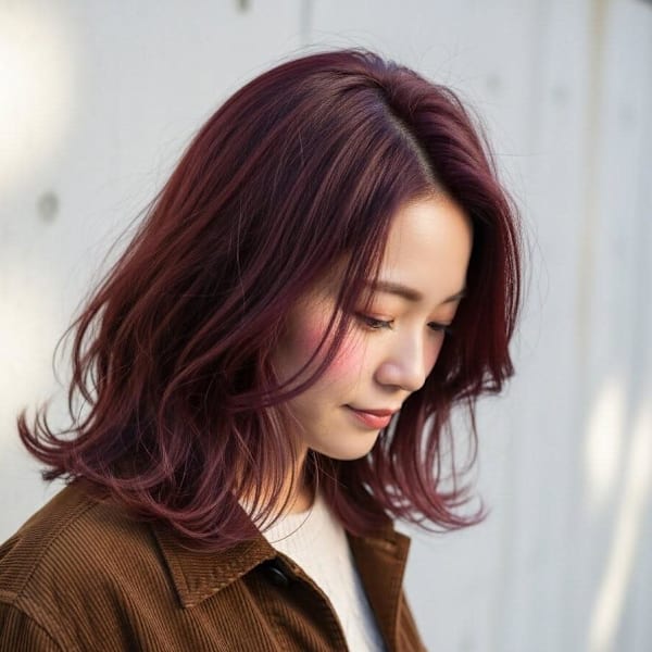 チェリーレッド/バーガンディ/くびれカット