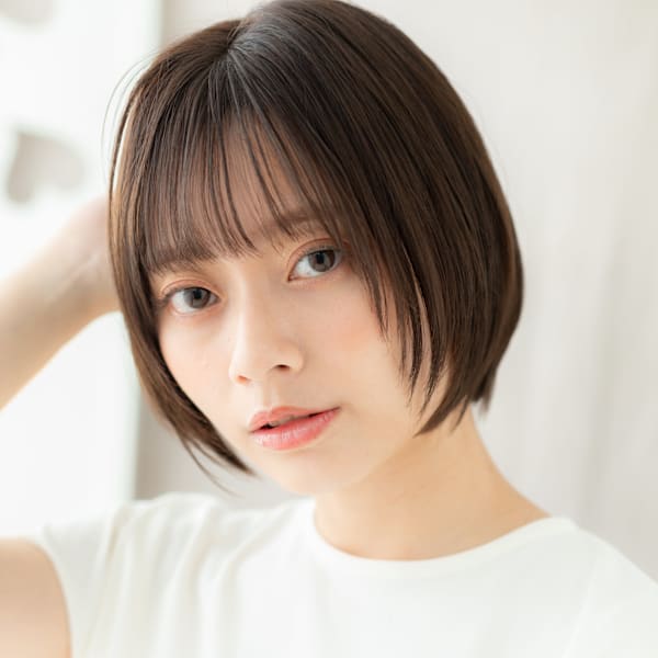 シースルーバングリタッチカラーレイヤーショート20代30代