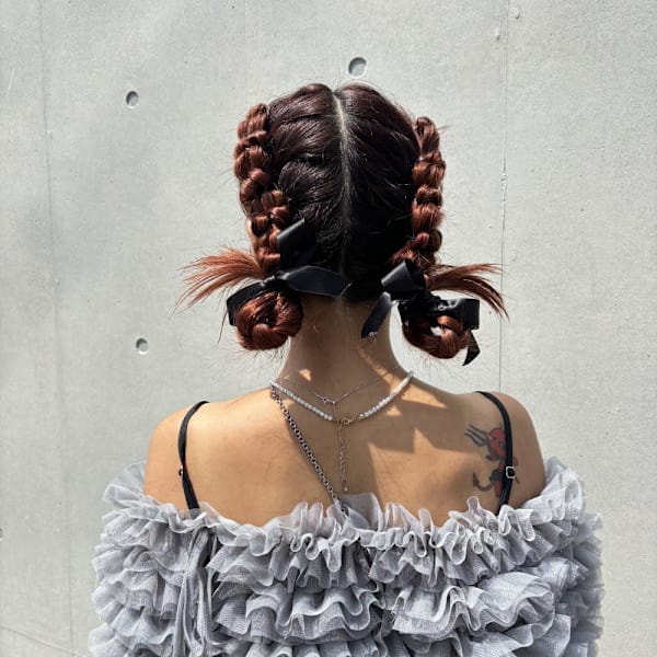 卒業式ヘア/ツインアレンジ/三つ編みアレンジ/着物ヘア