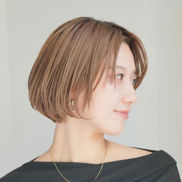 丸みショート・ボブ/丸顔/前髪あり/絶壁解消/３0代/４0代|INCEPTION  GINZA 銀座