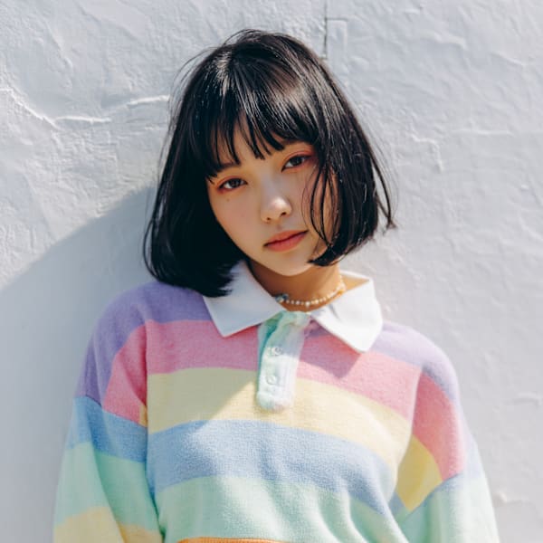 重めパッツン×丸みボブで個性派映え 