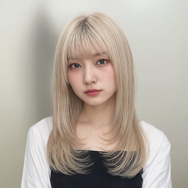 フリーハイトーン×ぱっつんロング　