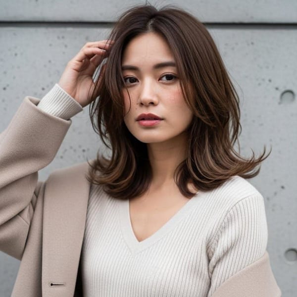 ハイレイヤーカット/グレーブラウン/くびれカット