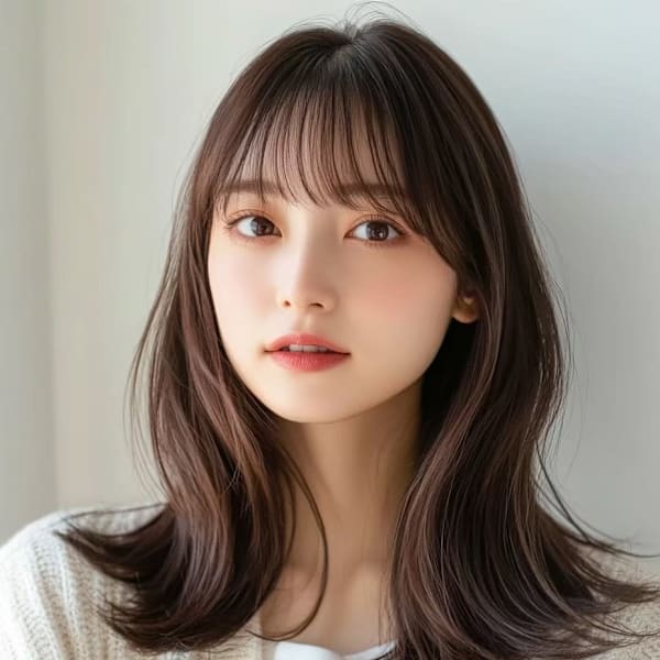 グレージュ メルティーカラー レイヤー ゆる巻き セミロング|Beautissimo 川越