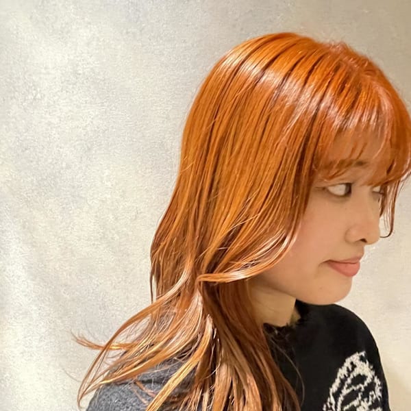 オレンジカラー/暖色カラー/ハイトーンカラー/石川町美容室