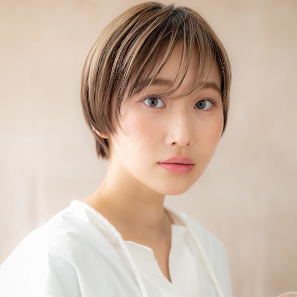 アンブレラカラーメンズライク丸みショートマッシュ20代30代