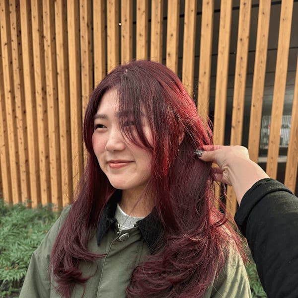 ワインレッド［酸性ストレート/ヘアセット]|re’ll*花屋併設の美容院*
