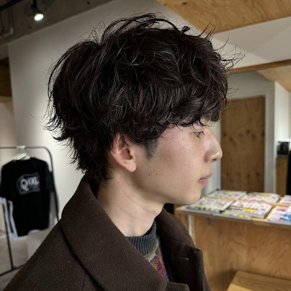 無造作ニュアンスマッシュシャドウシャドウパーマ