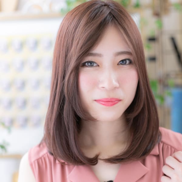 センターパート大人かっこいいワンカール　チェリーレッド