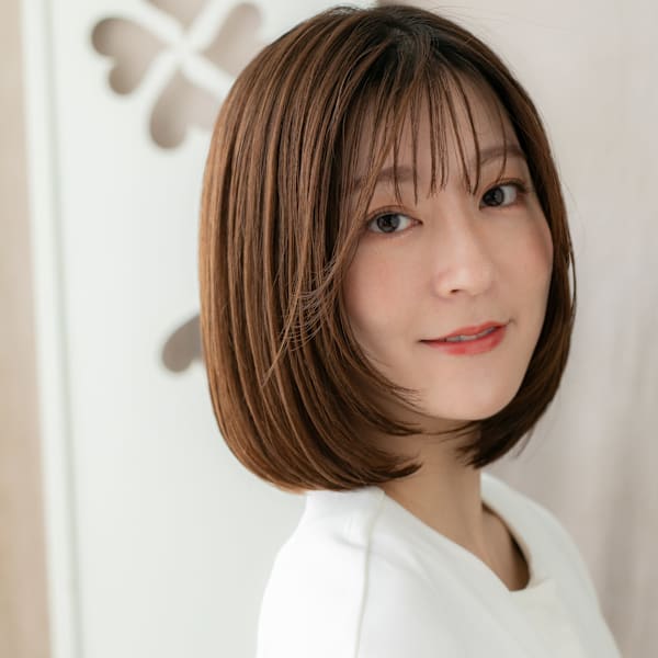 リタッチカラー大人美人前下がりワンカール小顔ボブ30代40代
