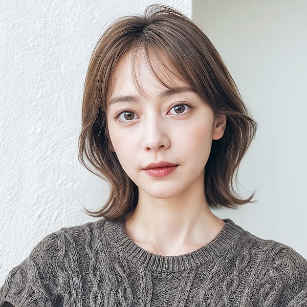 暗髪艶カラー◎韓国風くびれショートで透明感大人ヘアp1