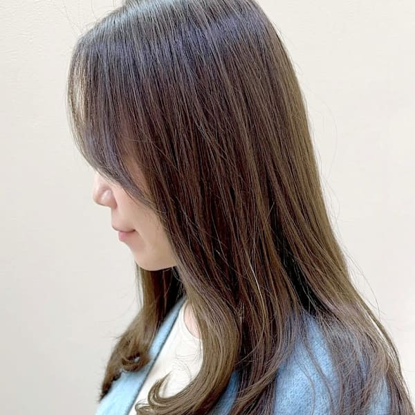 ベージュカラー ロングヘア 髪質改善カラー ダメージレス