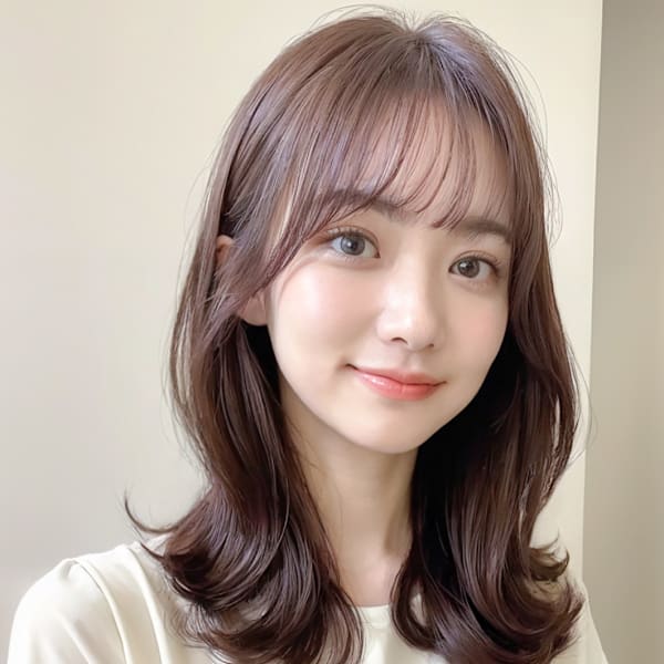 ピンクブラウン大人可愛い外巻きくびレイヤーp1グレーブラウン