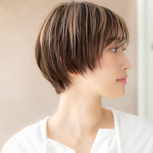 アンブレラカラーメンズライク丸みショートマッシュ20代30代