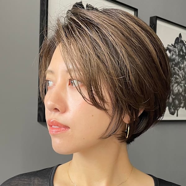 ショート・ボブ/丸顔/前髪あり/絶壁解消/40代/50代/