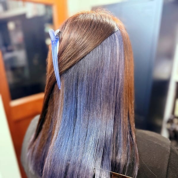 ミッドナイトパープル × ブルーヴェールインナー|LAGUZ 茅ヶ崎 髪質改善 ヘアアレンジ