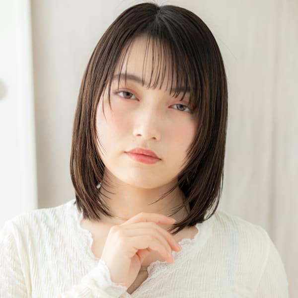 ハッシュカットウェットヘアシャギーボブレイヤー30代40代