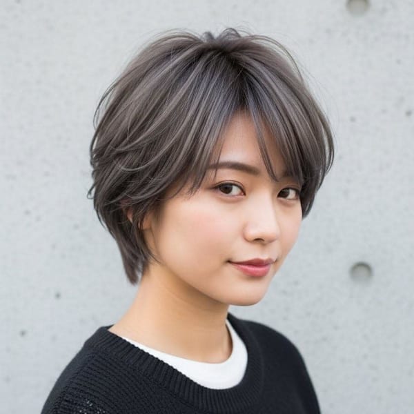 グレーブラウン/レイヤーショート/ハイレイヤーウルフ