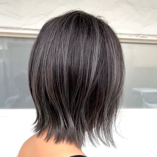 クラゲヘアー/オリーブグレー/黒髪/ココアベージュ/小顔/松