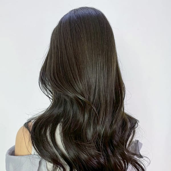 ロング韓国ヘアオリーブグレー_ba568931