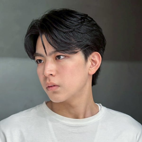 センターパートブルーブラックフェザーパーマ_ba561601|IT by ALBUM 藤沢店【アイティー バイ アルバム】