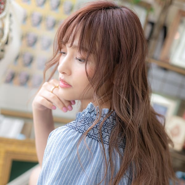 外国人風プリカール小顔ミルクティーピンク エアウェーブパーマ