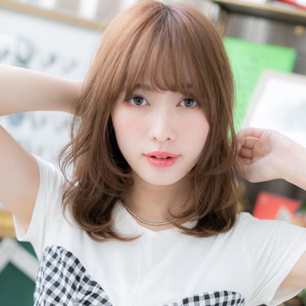 韓国風前髪パーマミディアムレイヤーカット リタッチカラー|COVER HAIR bliss【カバーヘア ブリス】北浦和/北浦和西口店