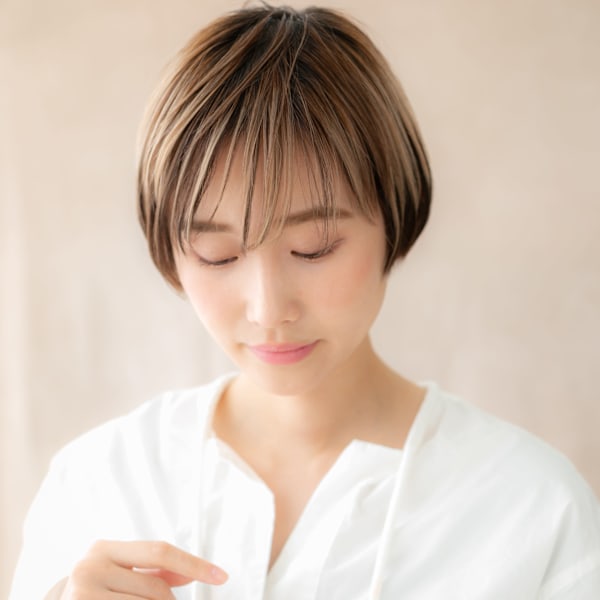 アンブレラカラーメンズライク丸みショートマッシュ20代30代