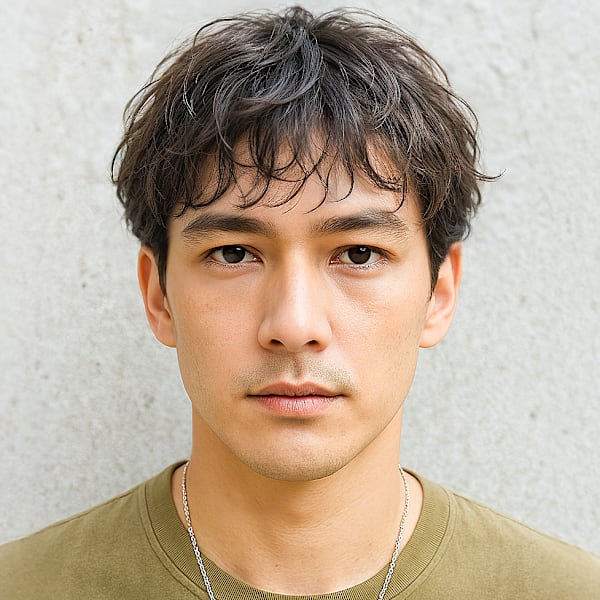 サーフカールニュアンスデザインマッシュp1　フリンジパーマ