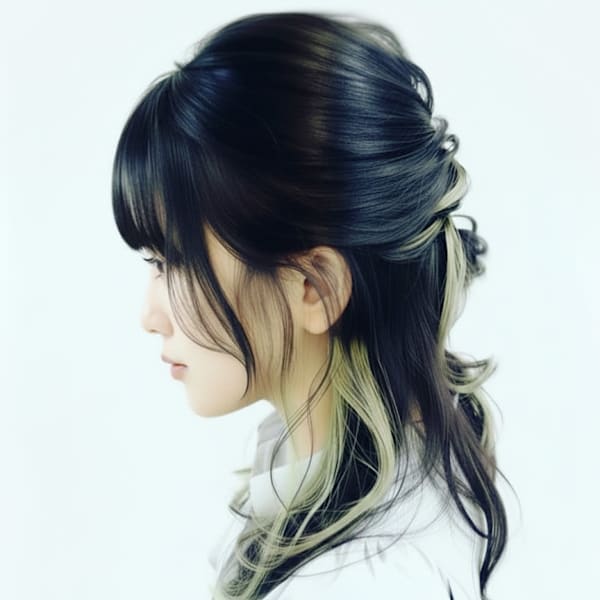 映えるインナーカラーアレンジ　ネオグリーン