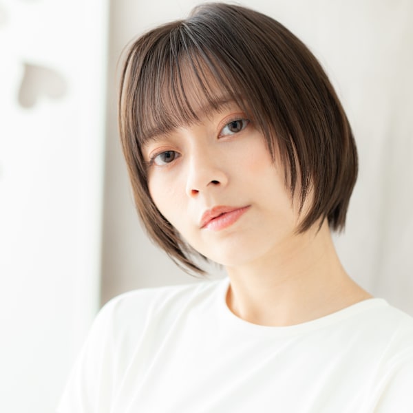 シースルーバング似合わせカットレイヤーショート20代30代