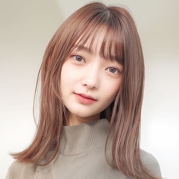 マロンベージュ大人美人顔回りレイヤーカットp1　シャギー