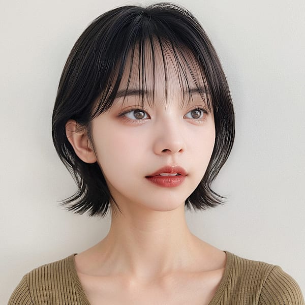 ひし形くびれショートカットレイヤー黒髪ボブp1グレーブラウン|mod's hair【モッズヘア】上尾/上尾西口店