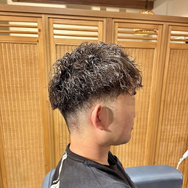 ツイスパメンズパーマ　マッシュソフトフェード