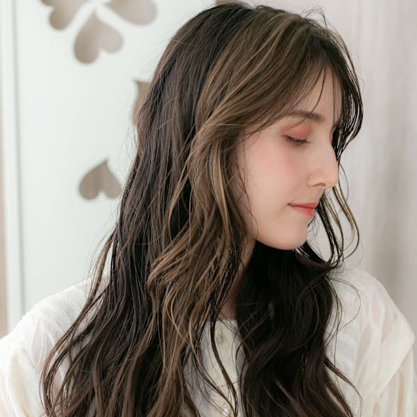 大人可愛いフェイスフレーミングエアウェーブパーマ20代30代