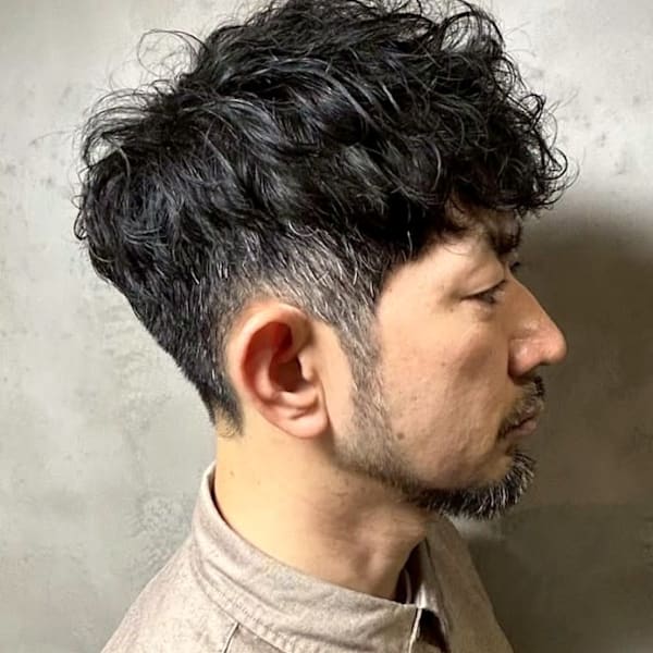 ナチュラルパーマ 30代 40代 刈り上げショート ビジネス