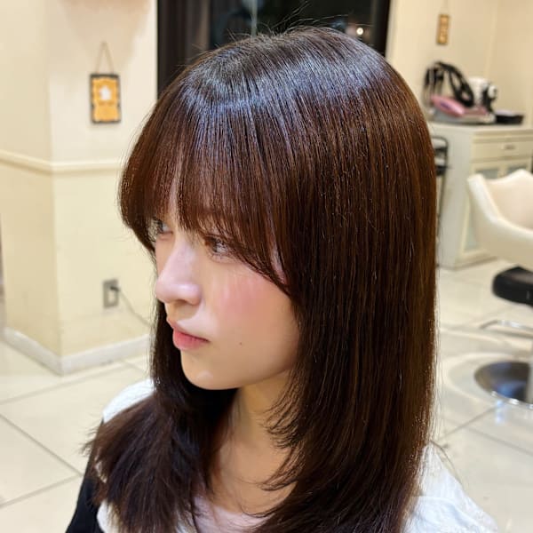 【顔周りレイヤーカット】小顔見せ可愛い韓国風ミディアム|Ash 西荻窪店