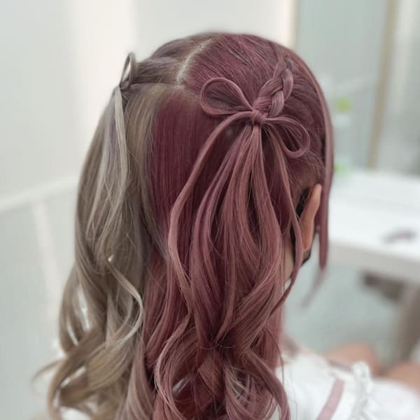 【ヘアメ】編み込みリボンハーフツイン♪_ユウ