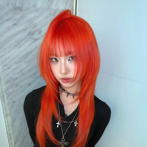 オレンジカラー　ケアブリーチカラー　セクションカラー　ウルフ