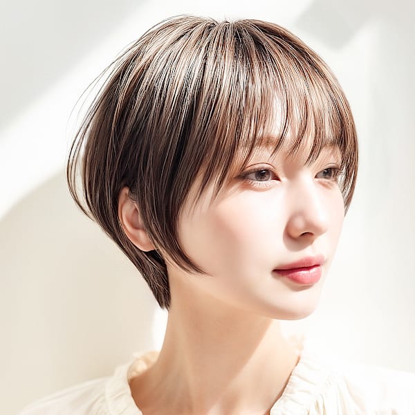 小顔補正カット耳かけこなれウルフマッシュp1　ミックスカラー