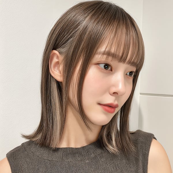 フェイスフレーミング切りっぱなしミディアムp1 ミックスカラ