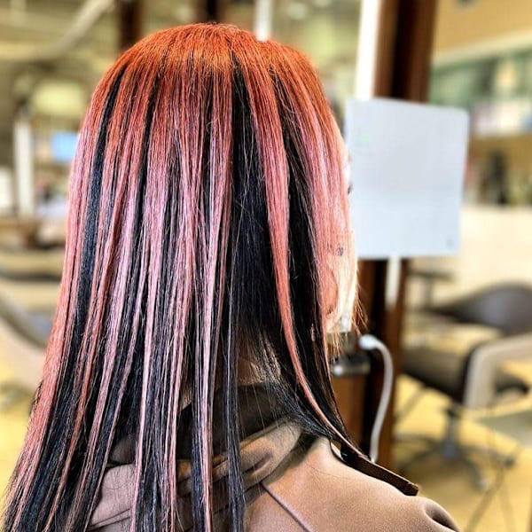 白髪ぼかし ピンクベージュアンブレラカラー