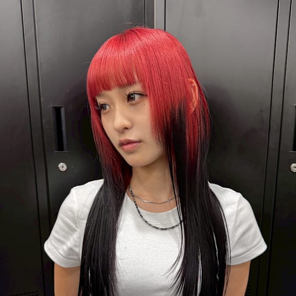 ルーツカラー デザインカラー ケアブリーチカラー 姫レイヤー|Null 原宿店 デザインカラー/ダブルカラー