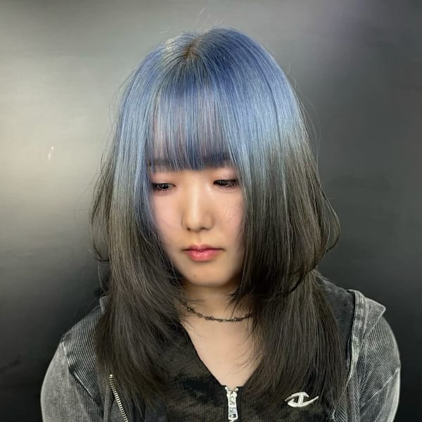 ルーツカラー デザインカラー ケアブリーチカラー 姫レイヤー|Null 原宿店 デザインカラー/ダブルカラー