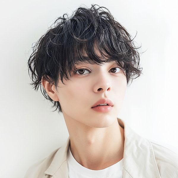 くせ毛風波打ちパーマモテ髪フェザーショートp1　毛流れパーマ|mod's hair【モッズヘア】上尾/上尾西口店