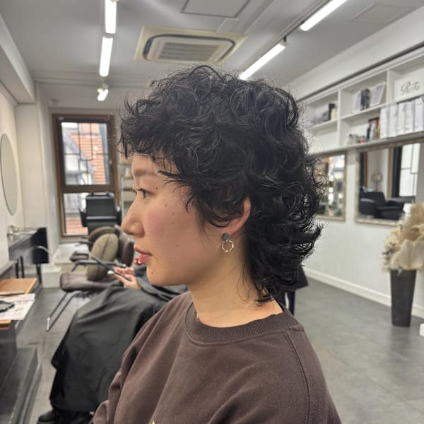 ピクシーカット/ショートウルフ/海外パーマ/カーリーヘア